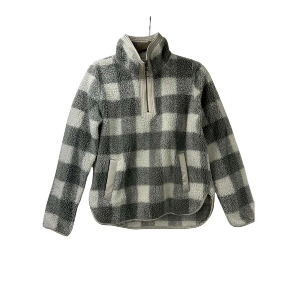 Abercrombie & Fitch Women's XS Plaid Sherpa Fleece 1/4 Zip Jacket With Pockets - Picture 8 of 16